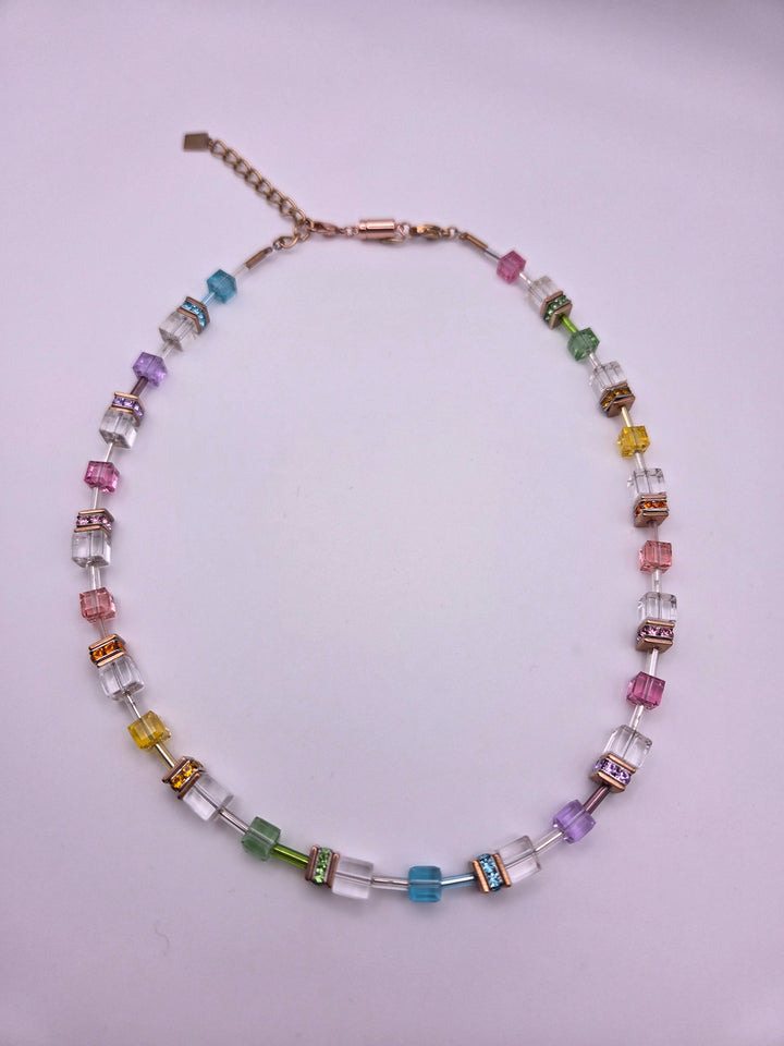 Coeur de Lion Schmuck Kette Geo Cube bunt