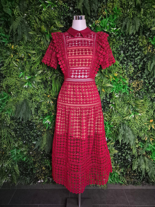 Second Hand Damen Self-Portrait Kleid Midikleid S UK8 - Fashand